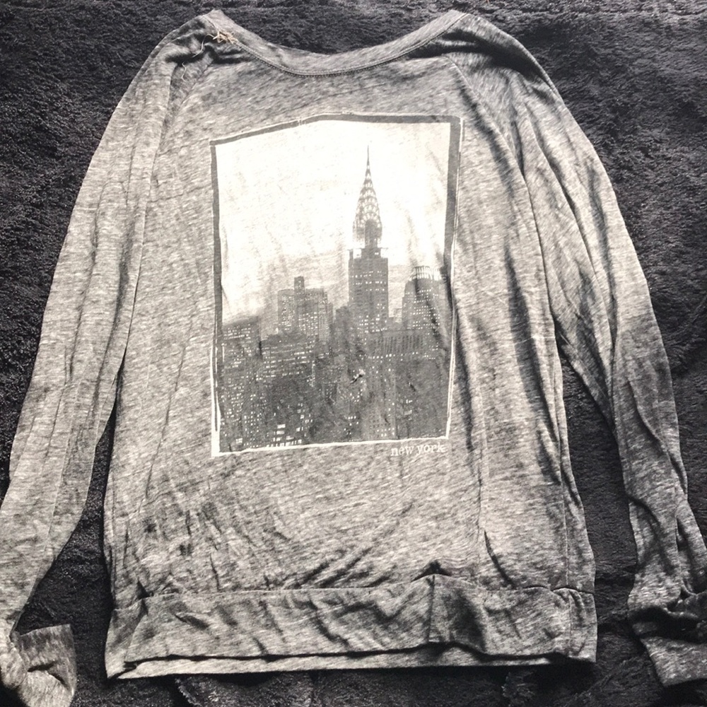 Sheer New York Long Sleeve Grey Shirt